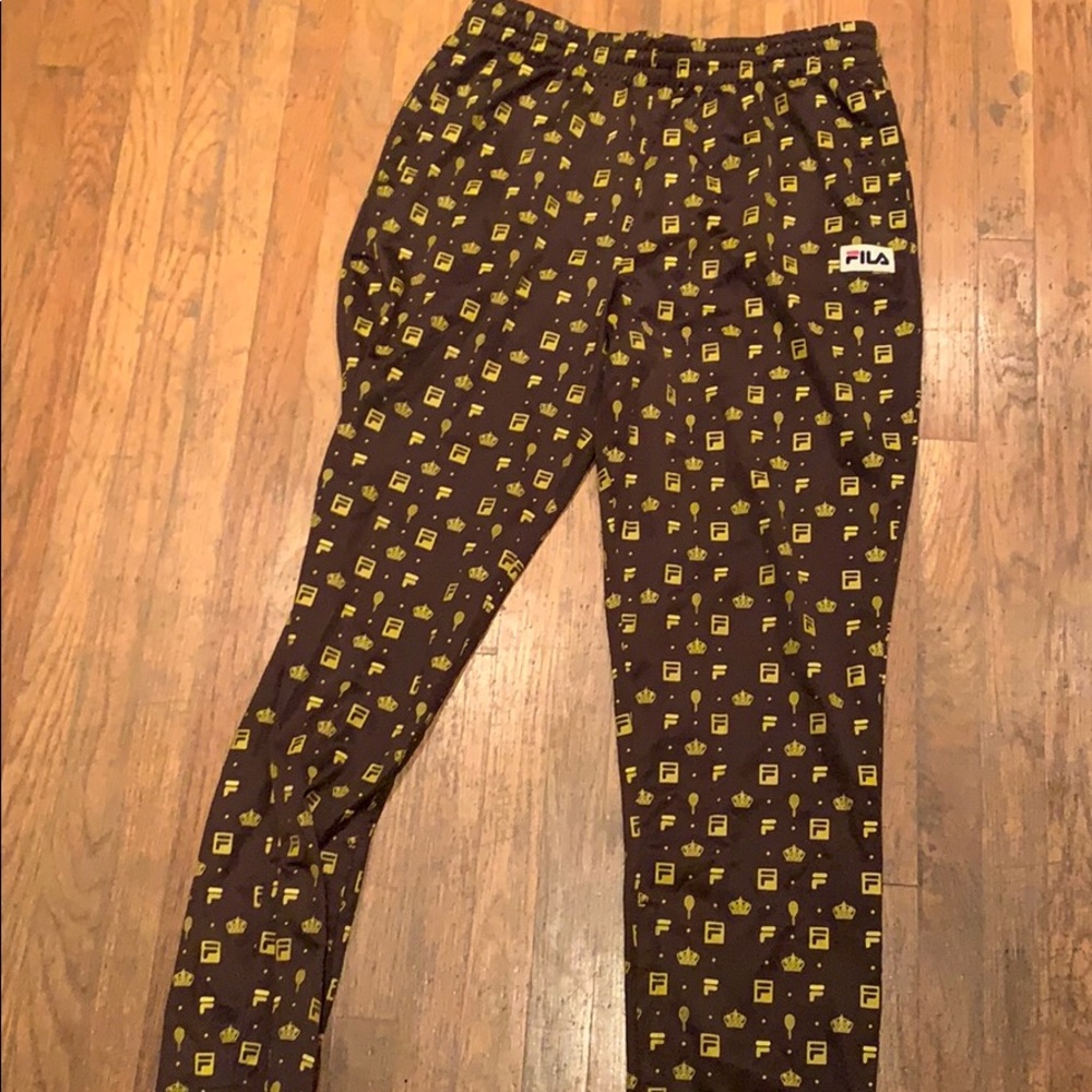Brown and Gold FILA monogram Pants